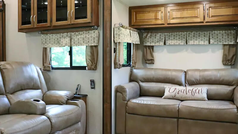 Interior view, of two additional tri-fold sofas